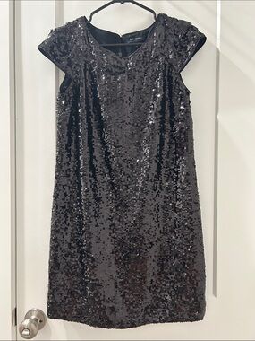 Banana Republic Black Sequin Shift Dress